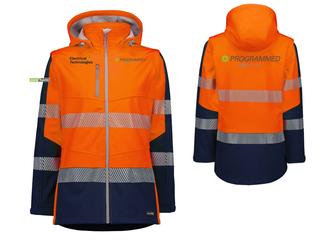 WOMENS STREETWORX 2 IN 1 JACKET - ORANGE/NAVY
