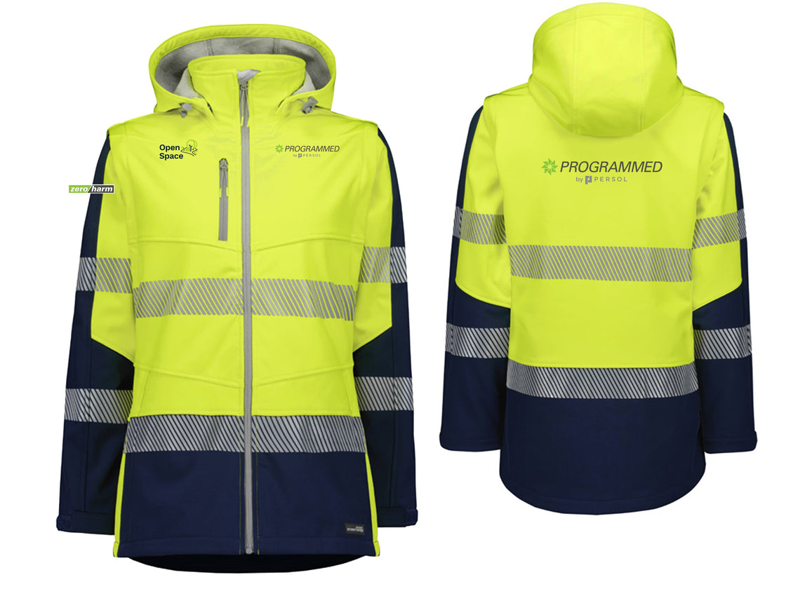 WOMENS STREETWORX 2 IN 1 STRETCH SOFTSHELL JACKET - YELLOW/NAVY