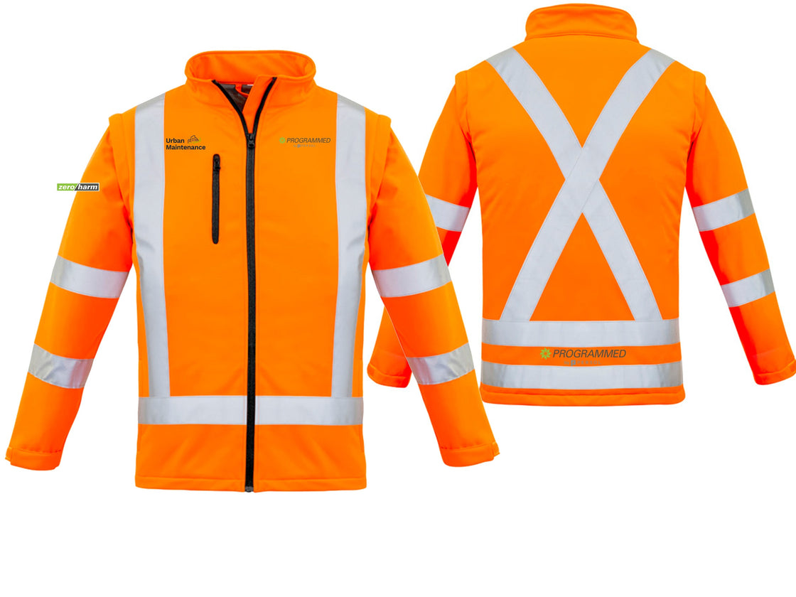 WOMENS HI VIS NSW RAIL X BACK 2 IN 1 SOFTSHELL JACKET - ORANGE