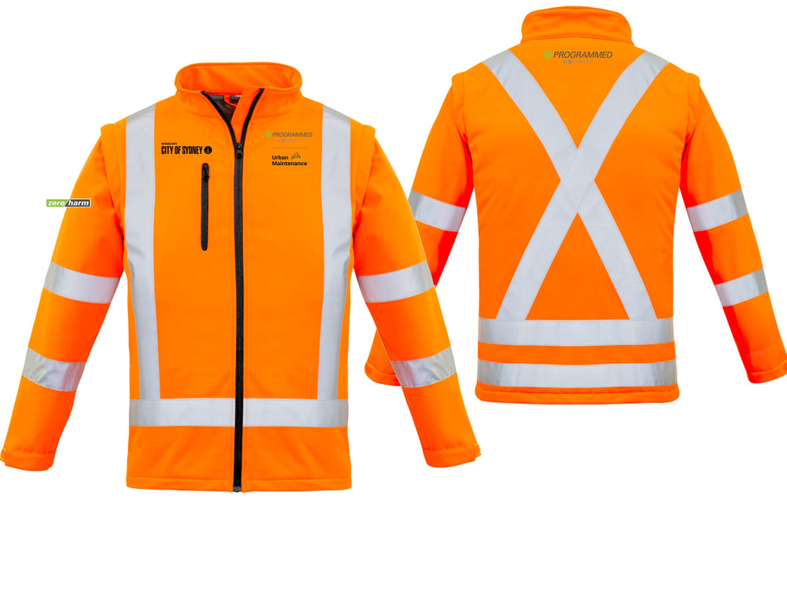 WOMENS HI VIS NSW RAIL X BACK 2 IN 1 SOFTSHELL JACKET - ORANGE