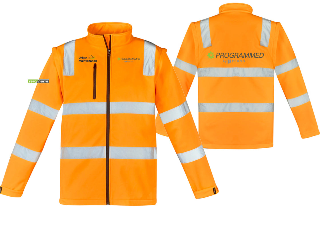 UNISEX HI VIS VIC RAIL 2 IN 1 SOFTSHELL JACKET - ORANGE