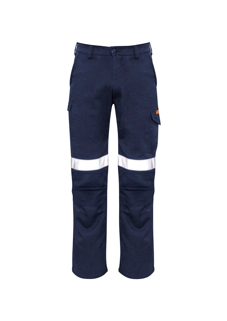 MENS ORANGE FLAME TAPED CARGO PANT STOUT - NAVY