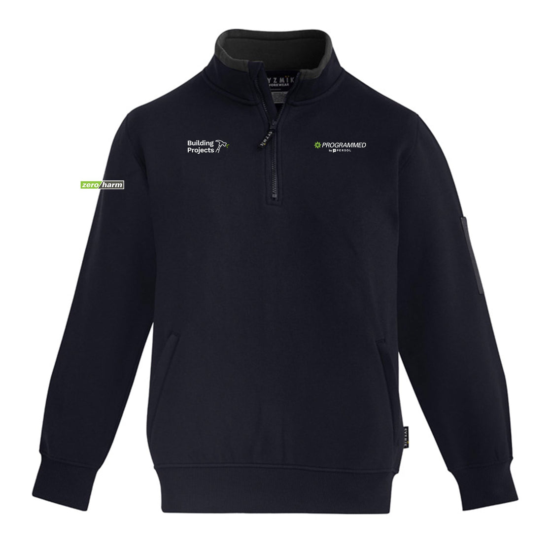 UNISEX 1/4 ZIP BRUSHED FLEECE PULLOVER - NAVY