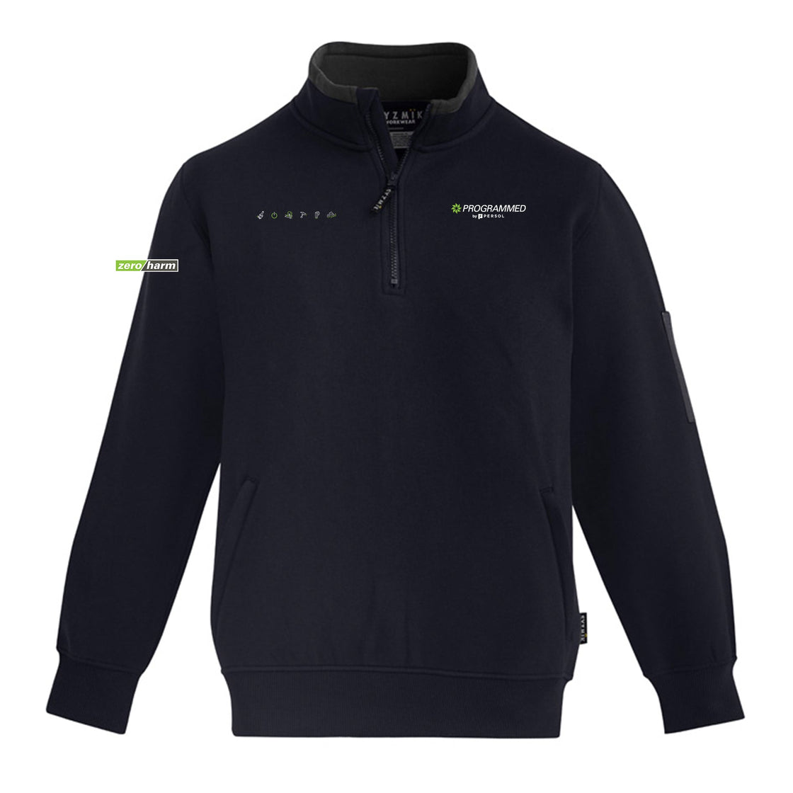 UNISEX 1/4 ZIP BRUSHED FLEECE PULLOVER - NAVY