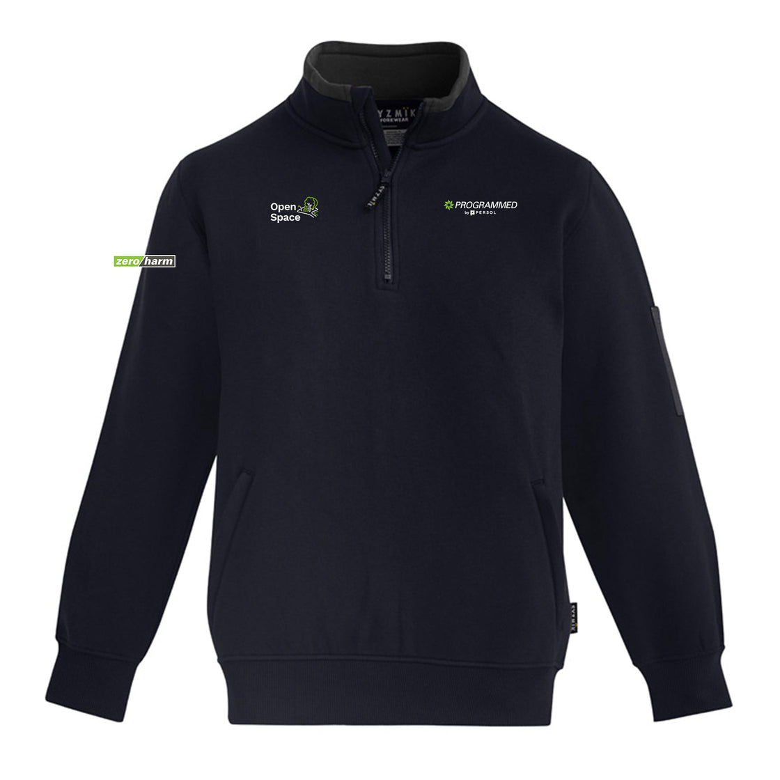 UNISEX 1/4 ZIP BRUSHED FLEECE PULLOVER - NAVY