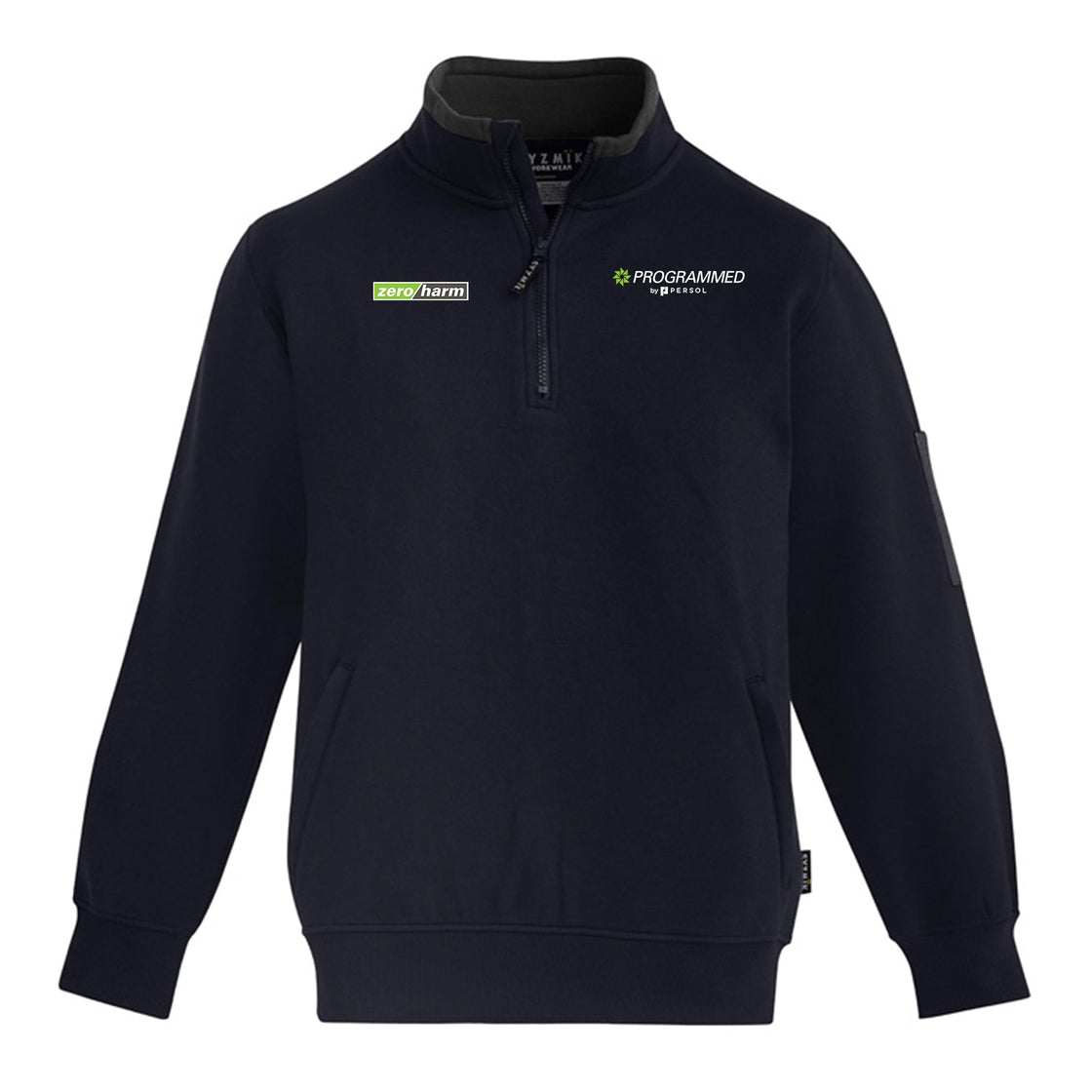 UNISEX 1/4 ZIP BRUSHED FLEECE PULLOVER - NAVY