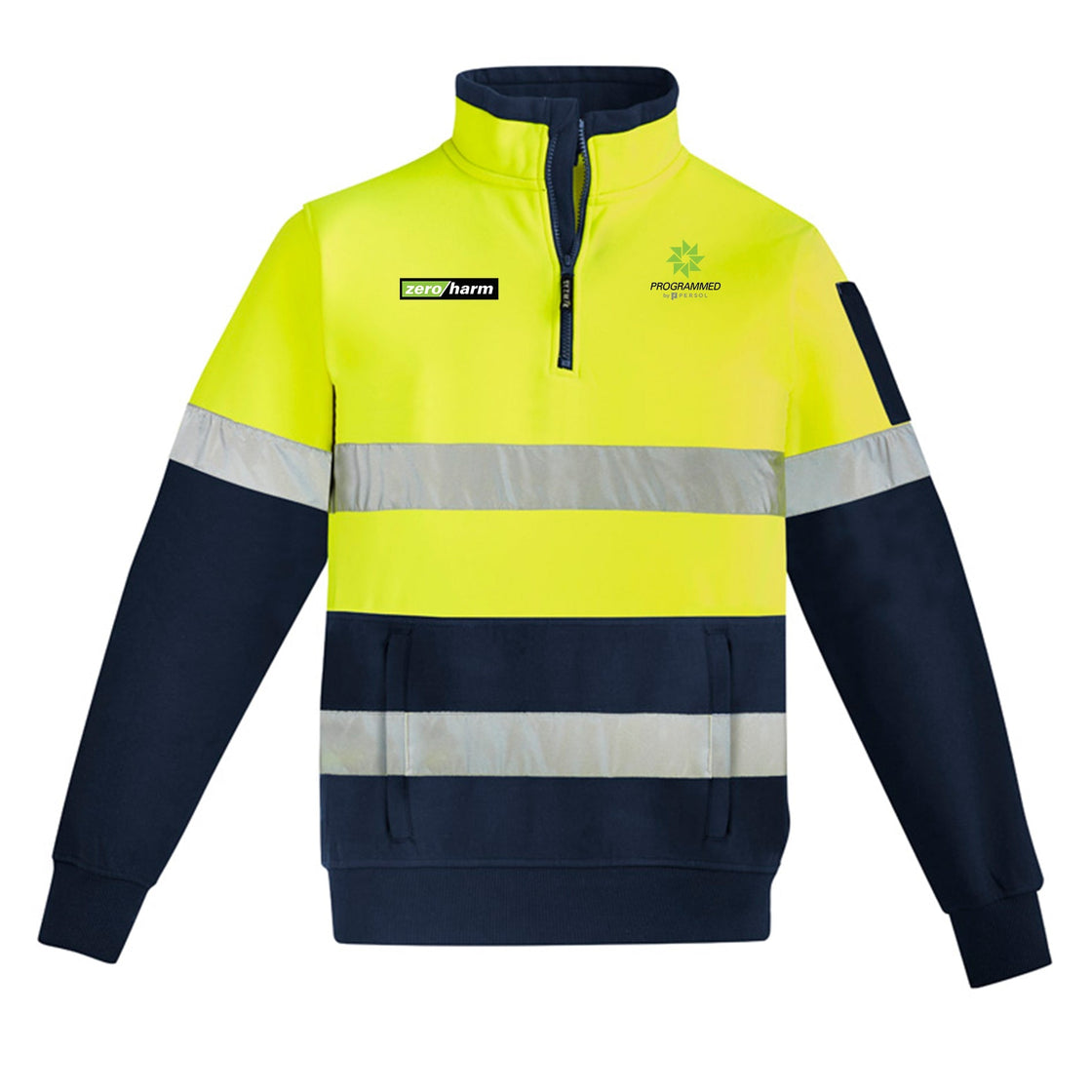 MENS HI VIS 1/4 ZIP PULLOVER - YELLOW/NAVY