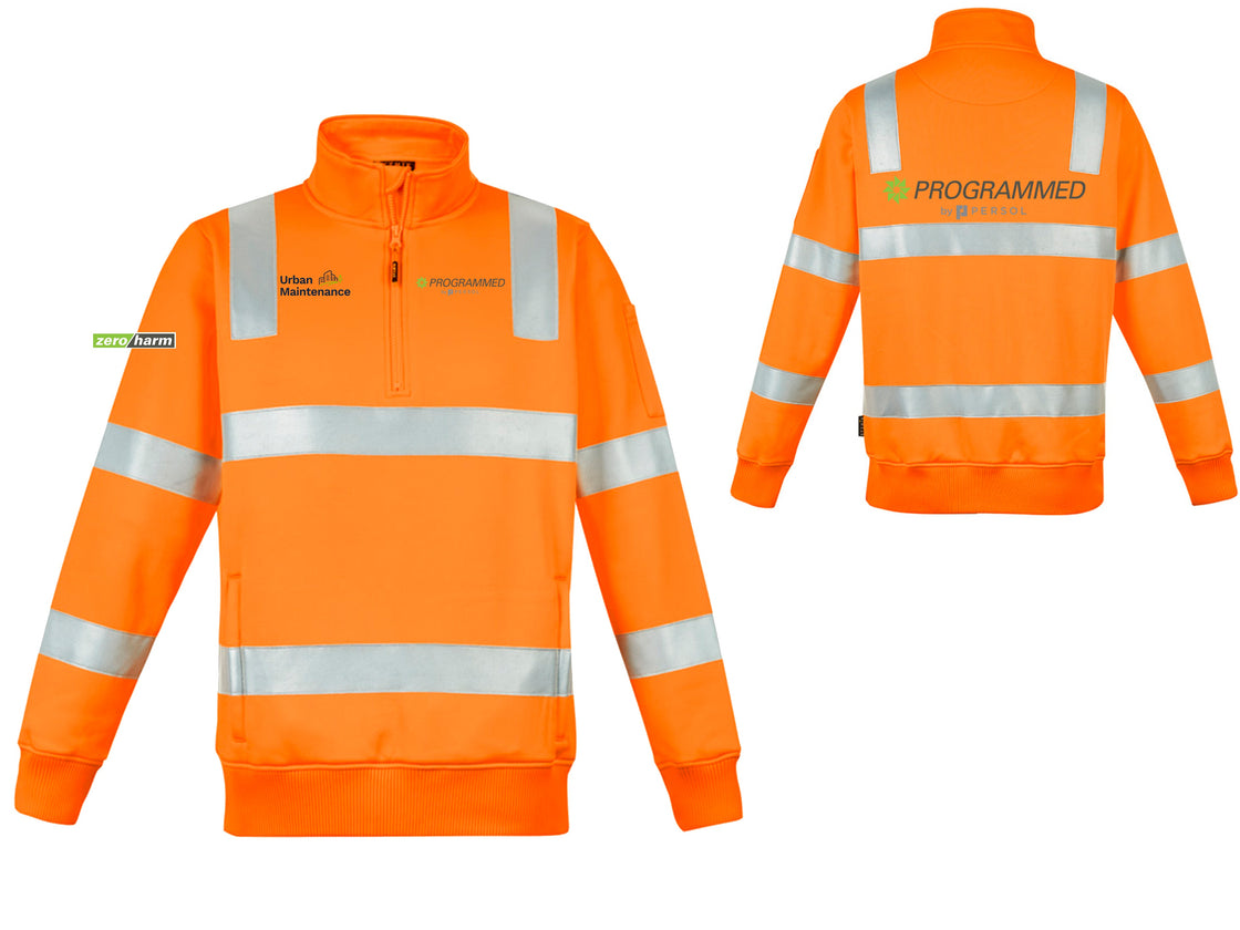UNISEX HI VIS VIC RAIL 1/4 ZIP PULLOVER - ORANGE