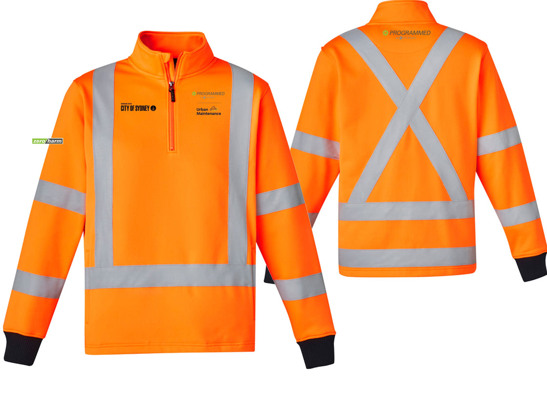 UNISEX HI VIS X BACK RAIL JUMPER - ORANGE