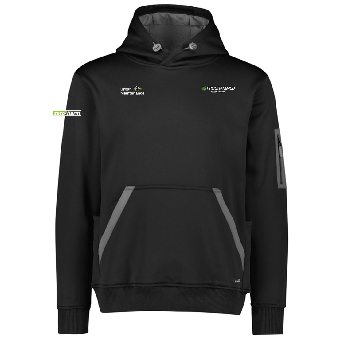 UNISEX WATER RESISTANT HOODIE - BLACK/DARK GREY