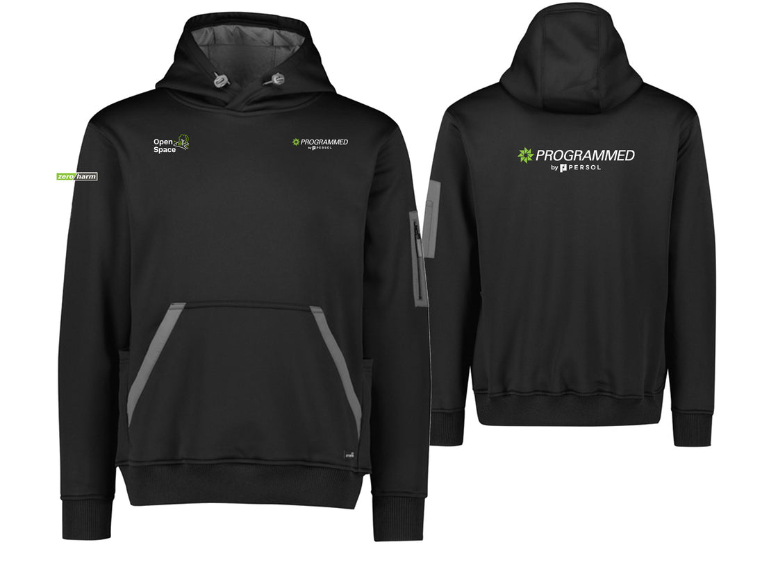 UNISEX WATER RESISTANT HOODIE - BLACK/DARK GREY