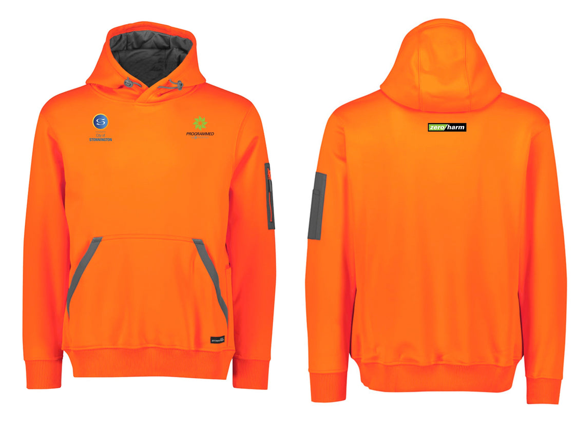 UNISEX WATER RESISTANT HOODIE - ORANGE/DARK GREY
