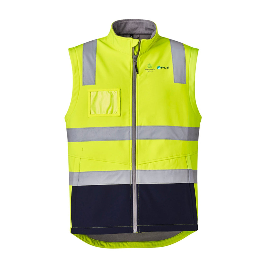 UNISEX HI VIS SOFTSHELL VEST - YELLOW/NAVY