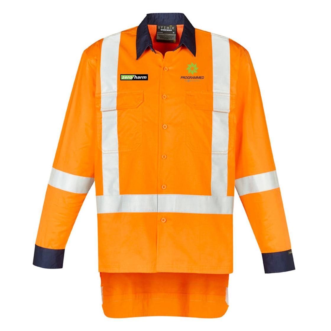 MENS TTMC-W23 X BACK WORK SHIRT - ORANGE/NAVY