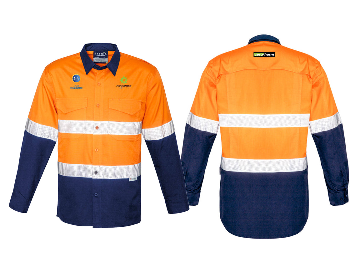 MENS RUGGED COOLING HI VIS TAPED LONG SLEEVE SHIRT -