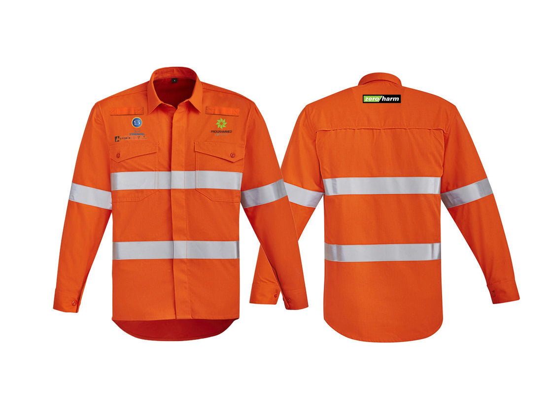 MENS ORANGE FLAME HRC 2 HOOP TAPED OPEN FRONT SPLICED SHIRT - ORANGE