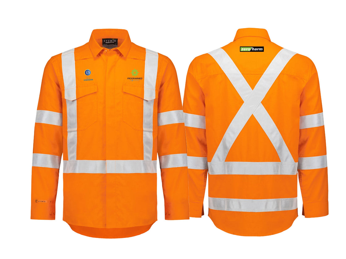 MENS ORANGE FLAME LIGHTWEIGHT RIPSTOP X BACK TAPED SHIRT - ORANGE
