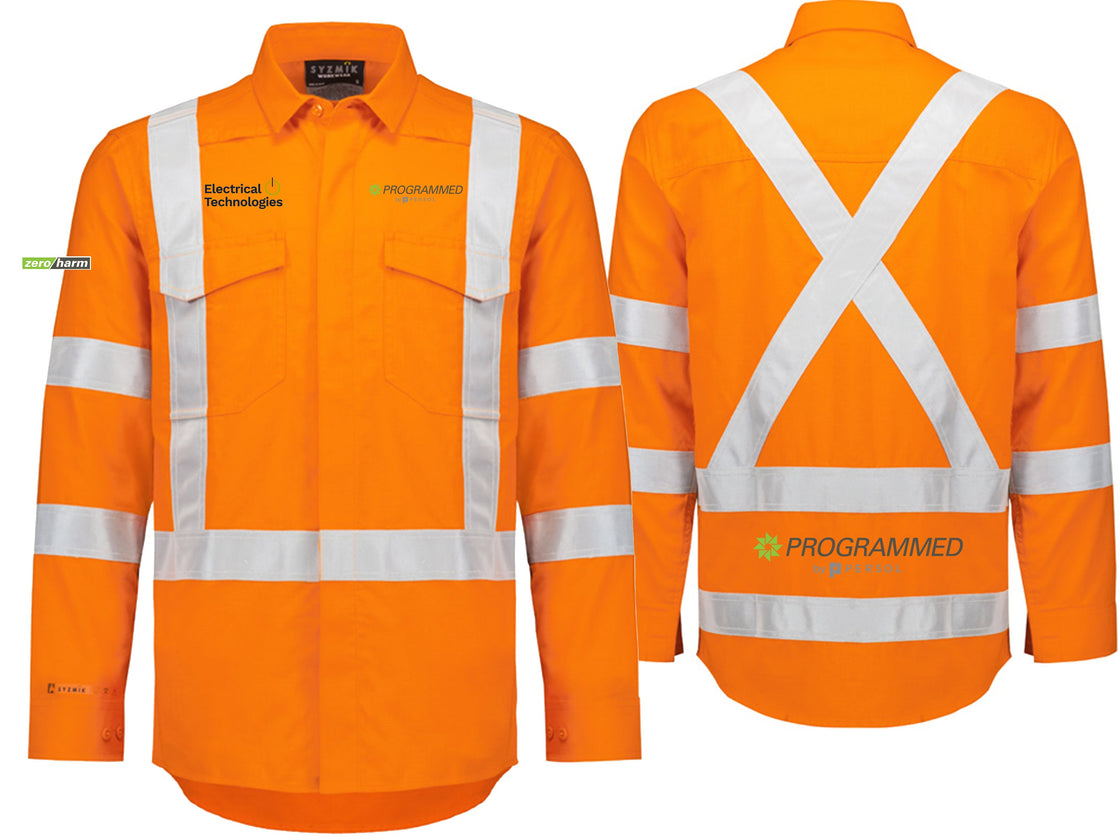 MENS ORANGE FLAME LIGHTWEIGHT RIPSTOP X BACK TAPED SHIRT - ORANGE