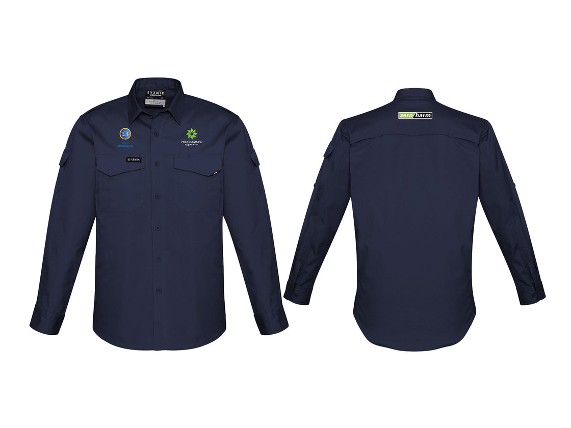 MENS RUGGED COOLING LONG SLEEVE SHIRT - NAVY