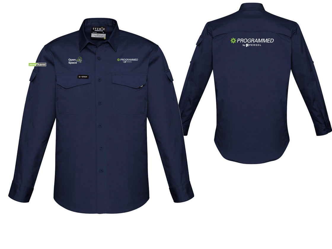 MENS RUGGED COOLING LONG SLEEVE SHIRT - NAVY