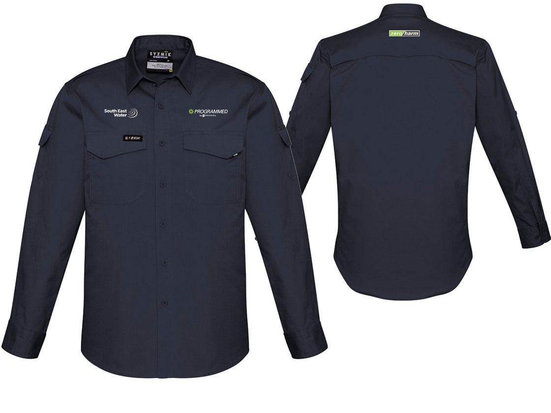 MENS RUGGED COOLING LONG SLEEVE SHIRT - CHARCOAL