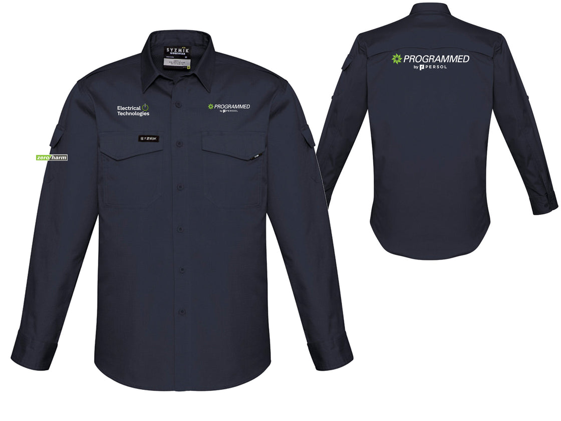 MENS RUGGED COOLING LONG SLEEVE SHIRT - CHARCOAL