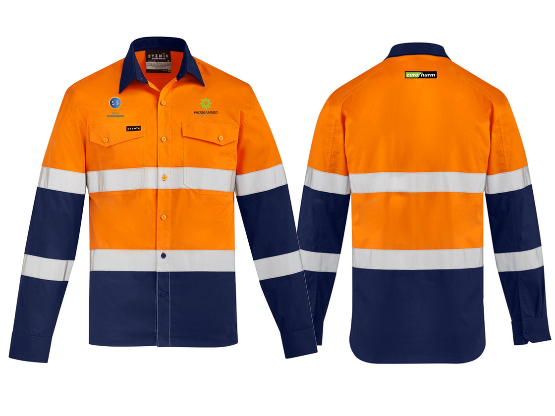 MENS LIGHTWEIGHT BIO MOTION L/S SHIRT - ORANGE/NAVY