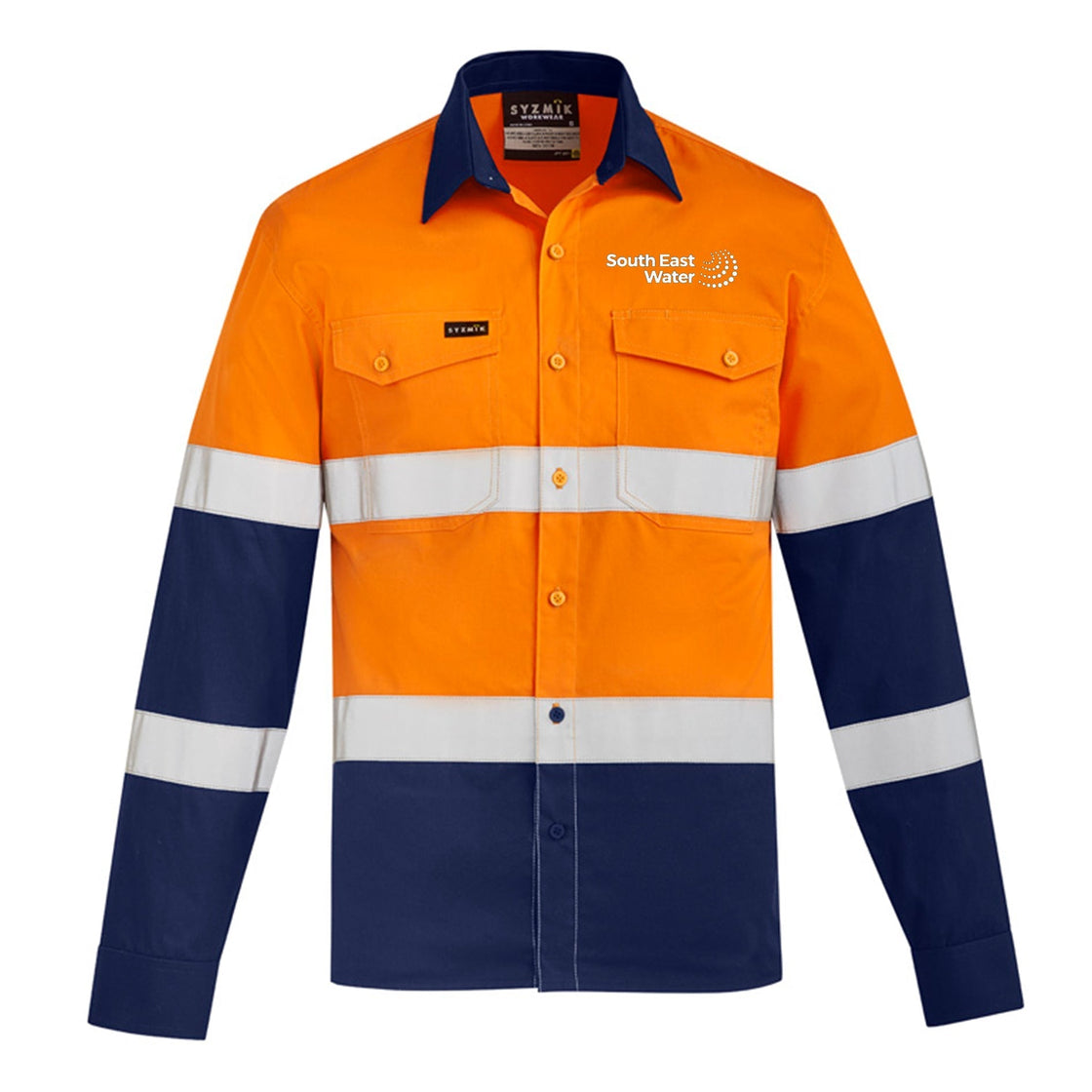 MENS LIGHTWEIGHT BIO MOTION LONG SLEEVE SHIRT - ORANGE/NAVY