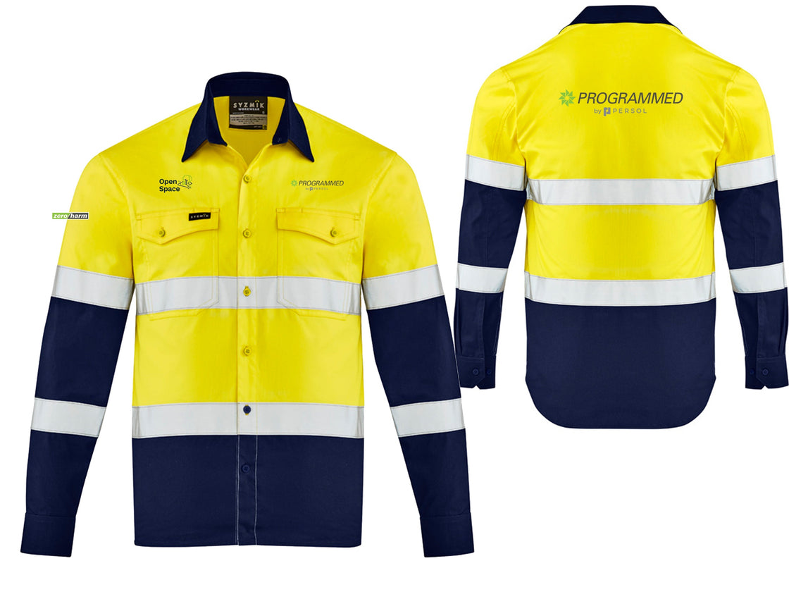 MENS LIGHTWEIGHT BIO MOTION LONG SLEEVE SHIRT - YELLOW/NAVY