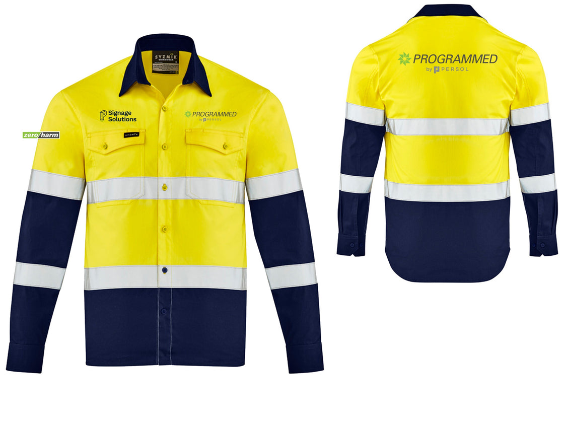 MENS LIGHTWEIGHT BIO MOTION LONG SLEEVE SHIRT - YELLOW/NAVY