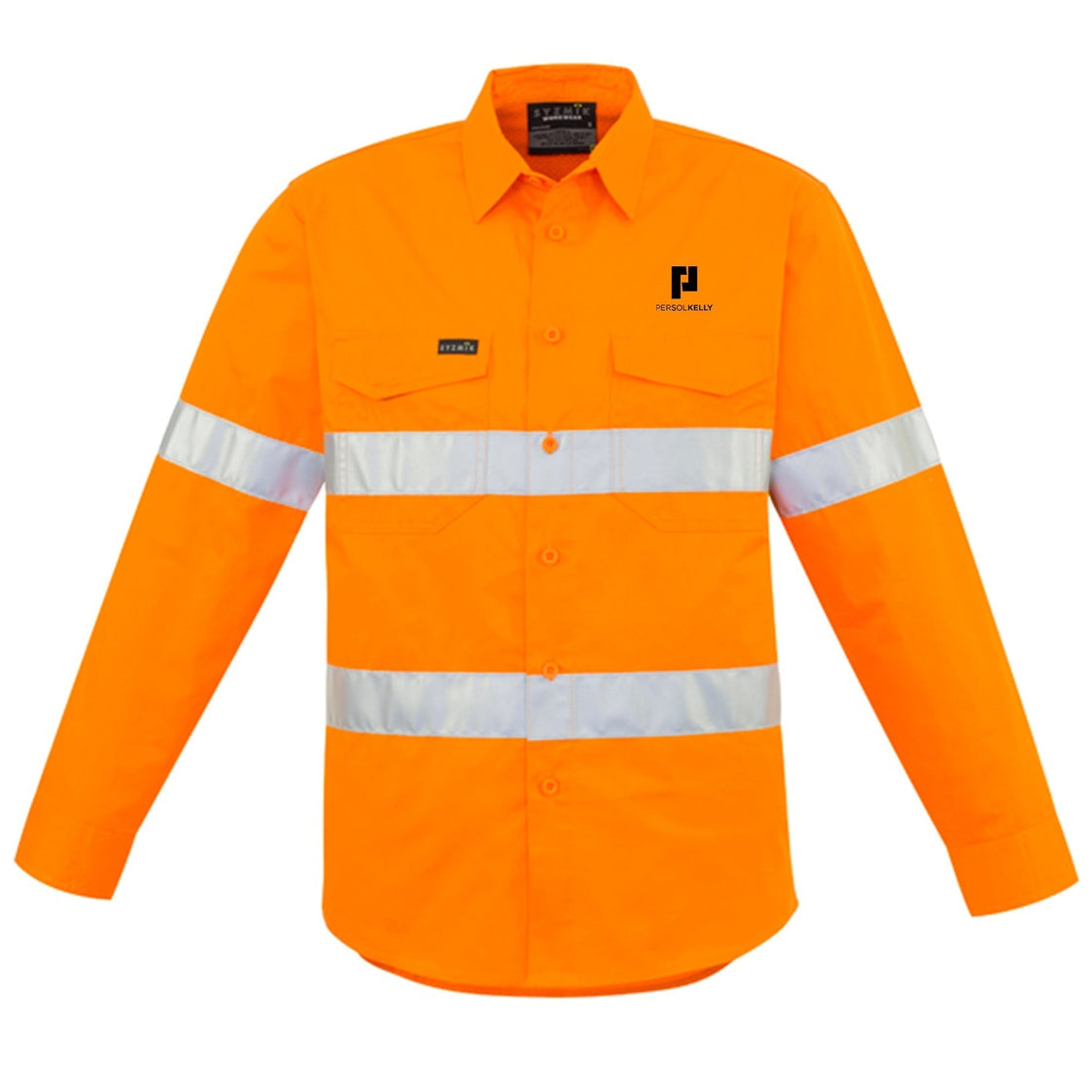 MENS HI VIS LOOP TAPED LONG SLEEVE SHIRT - ORANGE