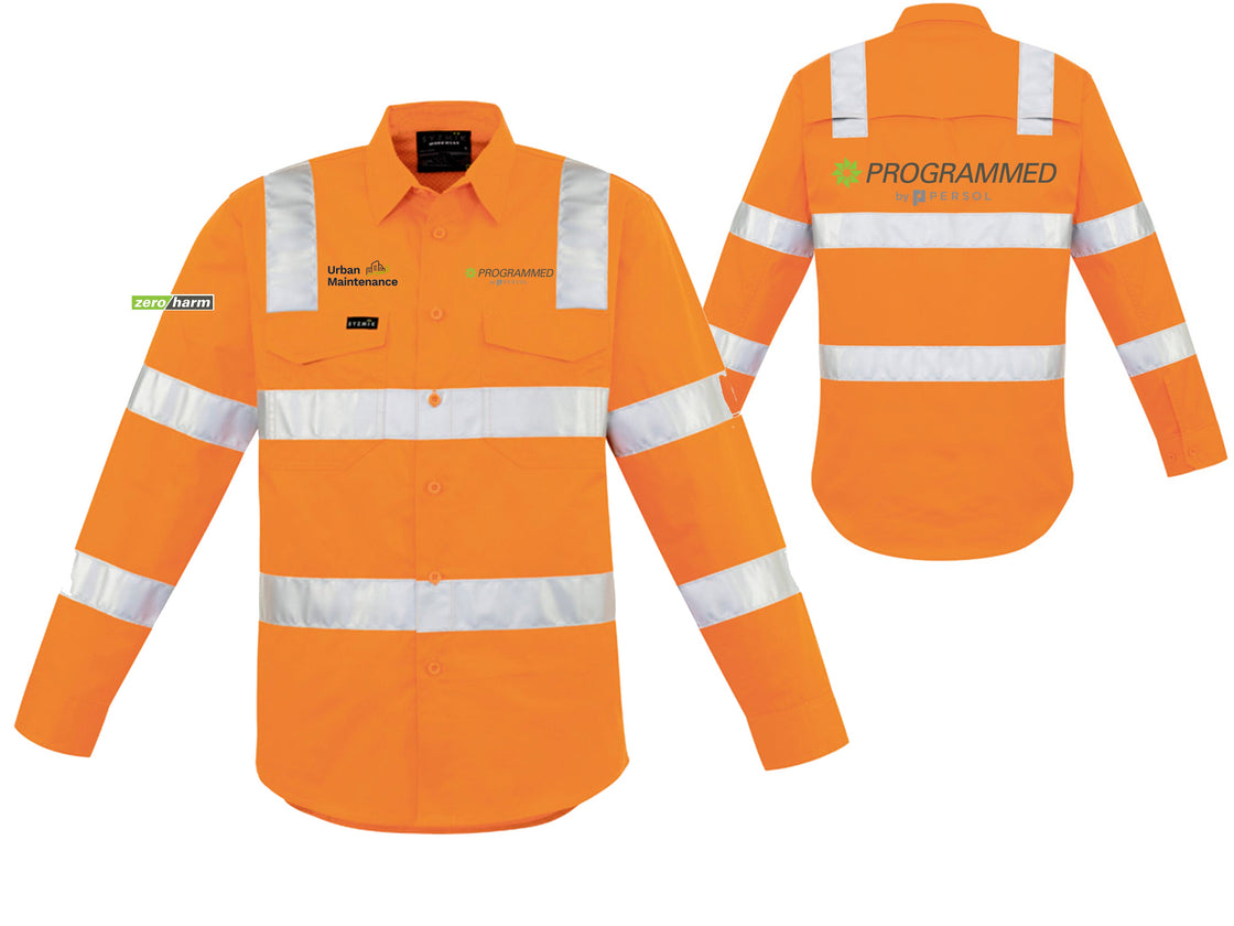 MENS BIO MOTION VIC RAIL LONG SLEEVE SHIRT - ORANGE