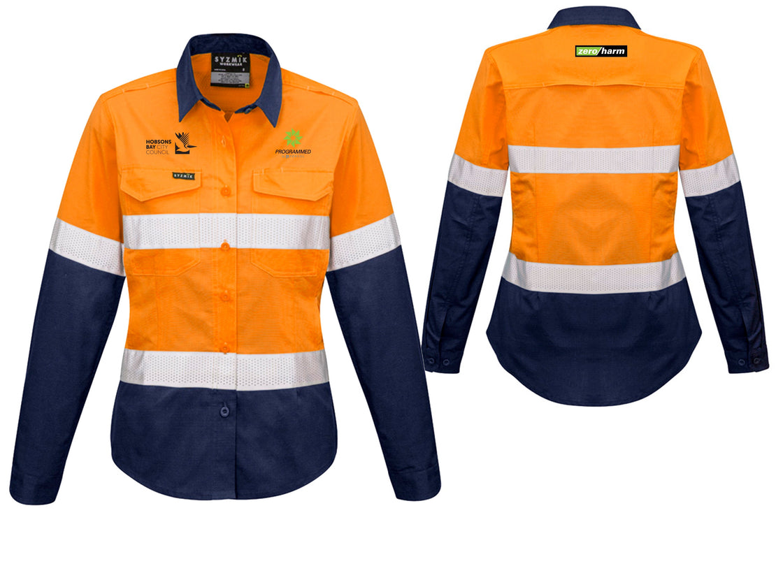 MENS LIGHTWEIGHT BIO MOTION LONG SLEEVE SHIRT - ORANGE/NAVY