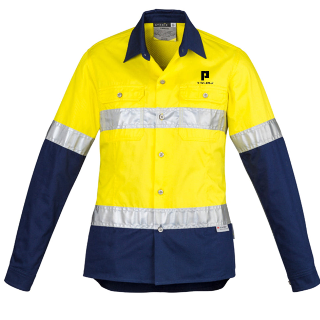 WOMENS INDUSTRIAL LONG SLEEVE SHIRT - HOOP TAPED - YELLOW/NAVY
