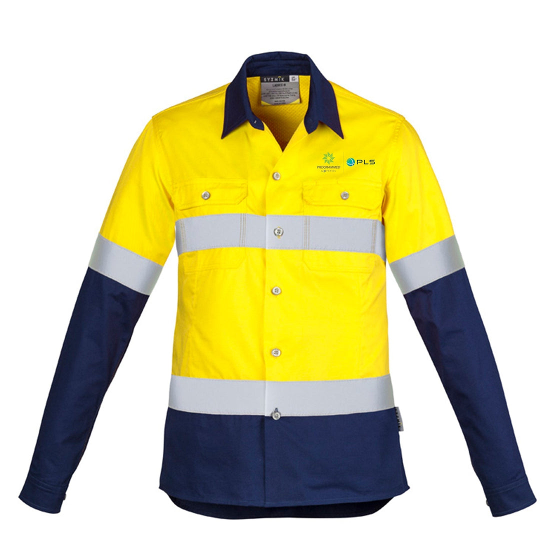 WOMENS INDUSTRIAL LONG SLEEVE SHIRT - HOOP TAPED - YELLOW/NAVY
