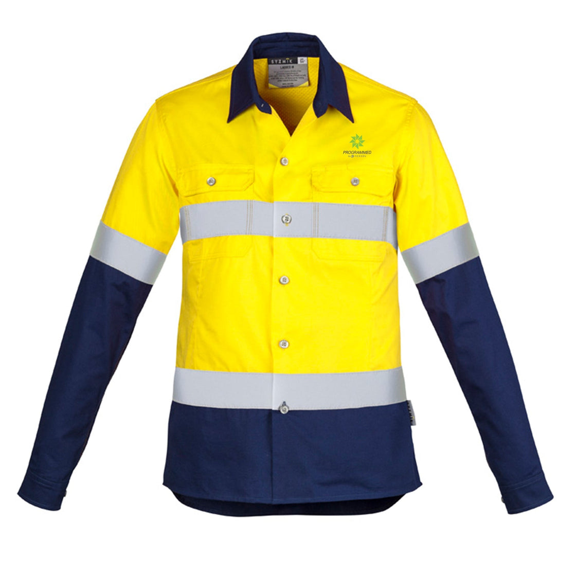 WOMENS INDUSTRIAL LONG SLEEVE SHIRT - HOOP TAPED - YELLOW/NAVY