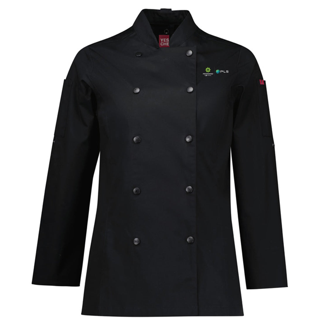 WOMENS GUSTO LONG SLEEVE CHEF JACKET - BLACK